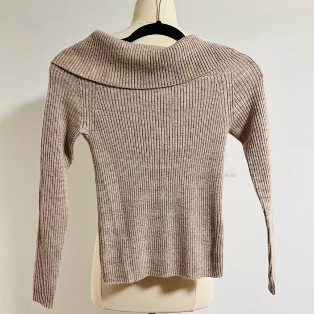 Anthropologie Maeve Off The Shoulder Cashmere Blend Sweater Beige Neutral ~ XS